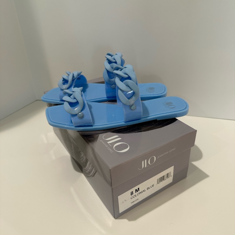 JLO Trecha sandal in colonial blue size 8